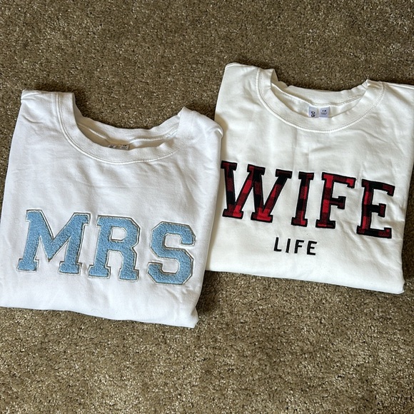 2-Pack White David’s Bridal Sweatshirts (MRS & Wife Life) - Picture 1 of 8